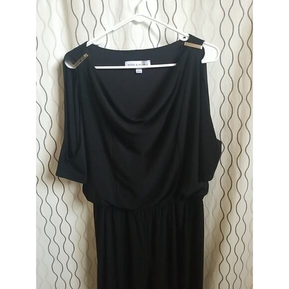 Emma & Michele Women Elegant Cold Sleeve Wide Straight Leg Jumpsuit Black Size L - Picture 13 of 16
